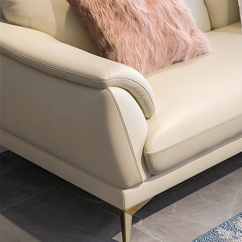 Stain Resistant Leather Contemporary Standard Settee Bench in White