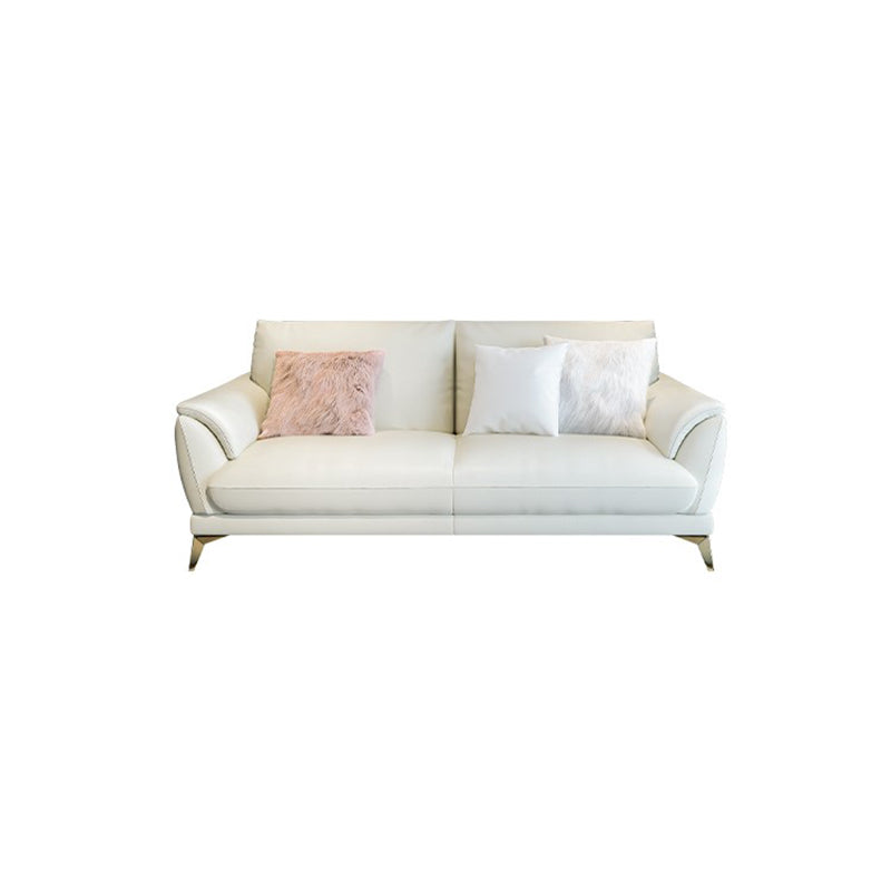 Stain Resistant Leather Contemporary Standard Settee Bench in White