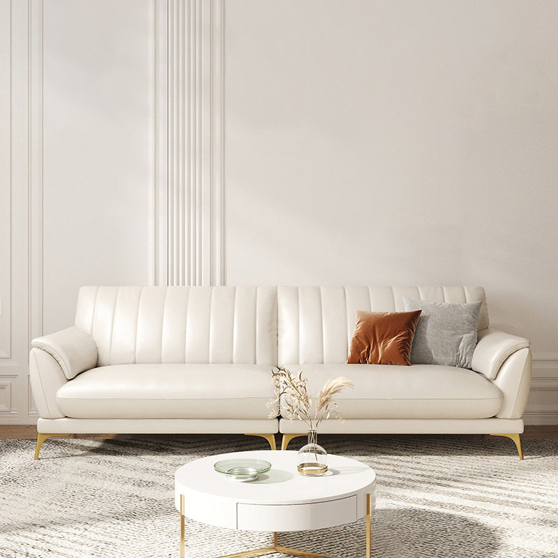 Leather Stain Resistant Sofa Contemporary Standard Pillow Top Arm Settee Couch
