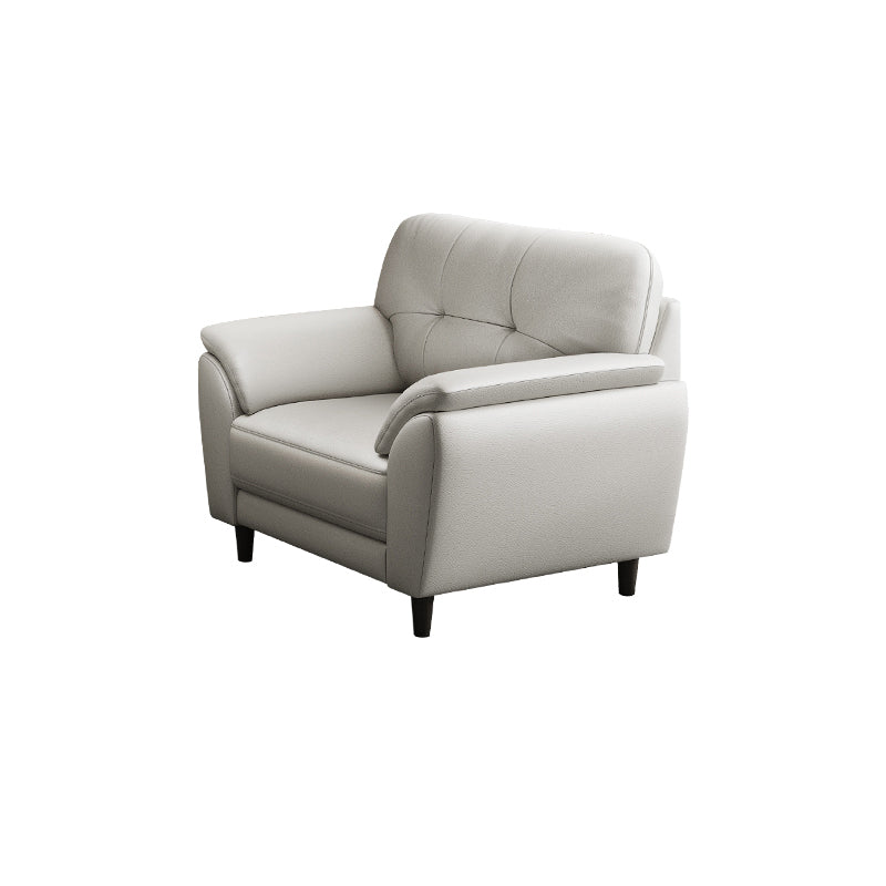 Leather Contemporary Pillow Top Arm Stain Resistant Settee Couch in White