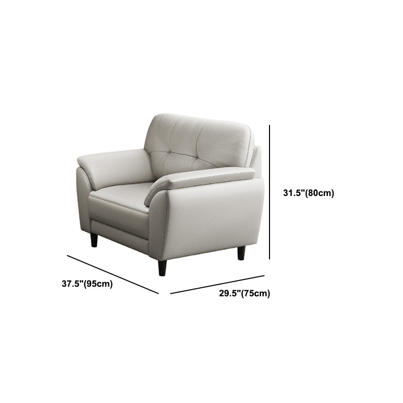 Leather Contemporary Pillow Top Arm Stain Resistant Settee Couch in White