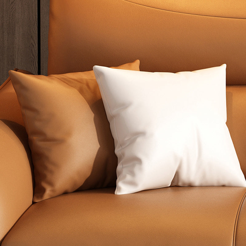 Contemporary Sewn Pillow Back Standard Flared Arm Genuine Leather Sofa