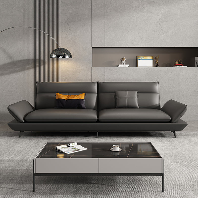 Black Flared Arm Sofa Contemporary Standard Sofa for Living Room