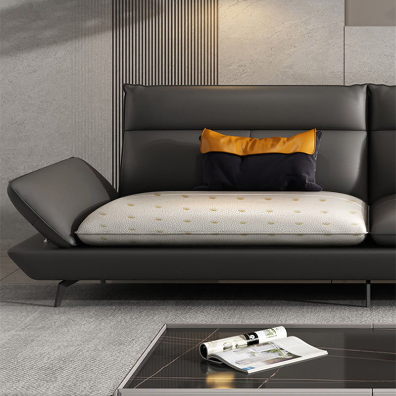 Black Flared Arm Sofa Contemporary Standard Sofa for Living Room