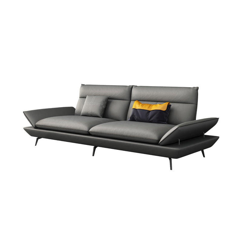 Black Flared Arm Sofa Contemporary Standard Sofa for Living Room