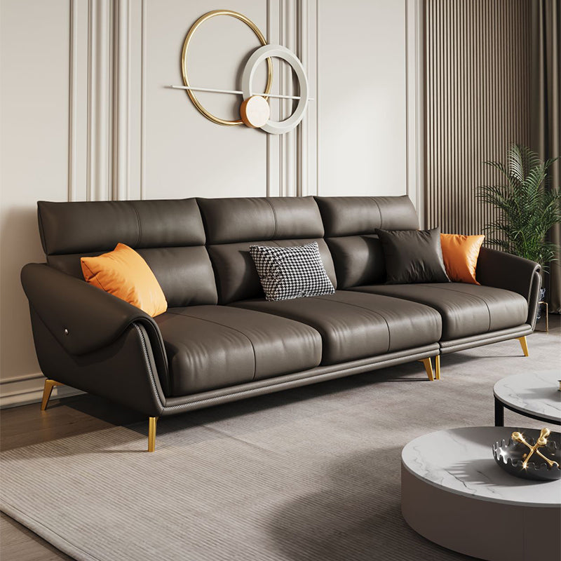 Contemporary Black Sewn Pillow Back Sloped Arm for Living Room Sofa