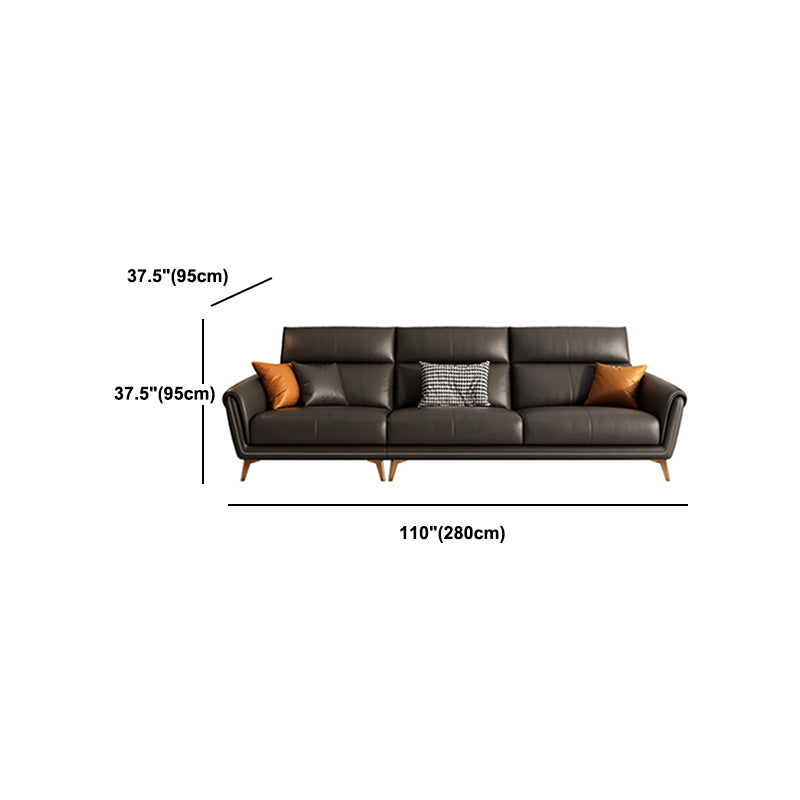 Contemporary Black Sewn Pillow Back Sloped Arm for Living Room Sofa