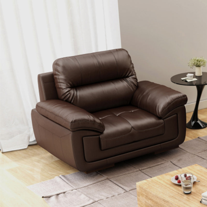 Contemporary Dark Brown Sewn Pillow Back Standard Pillow Top Arm Sofa