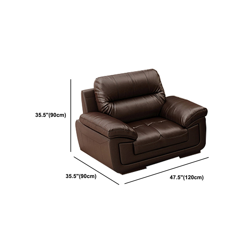 Contemporary Dark Brown Sewn Pillow Back Standard Pillow Top Arm Sofa