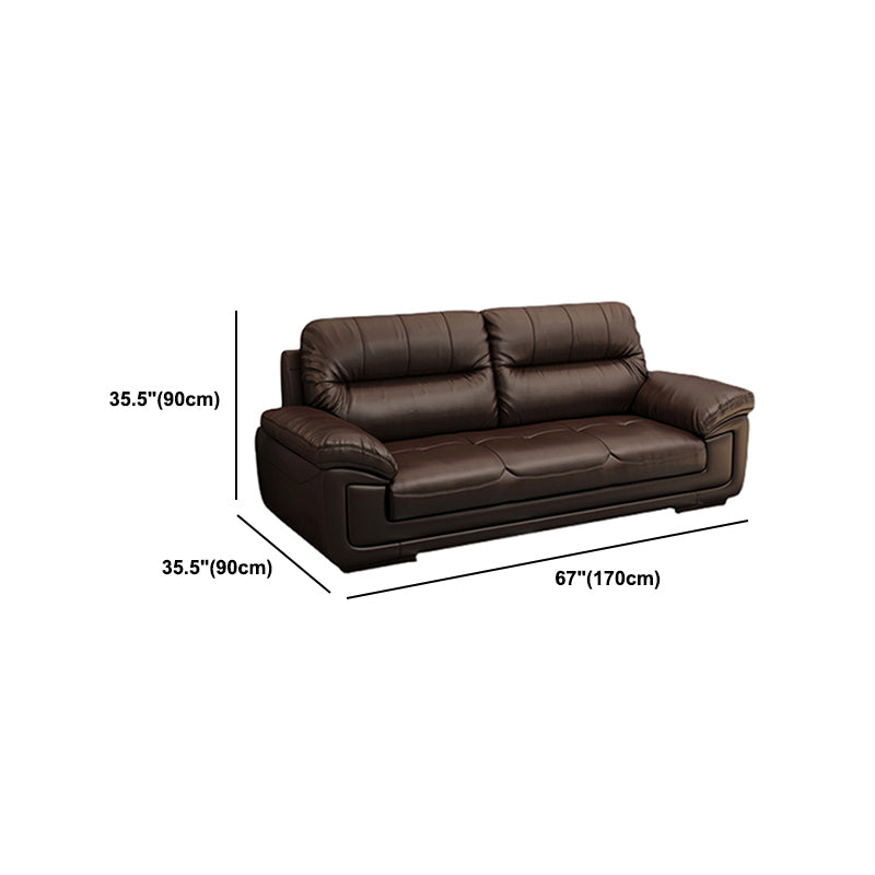 Contemporary Dark Brown Sewn Pillow Back Standard Pillow Top Arm Sofa