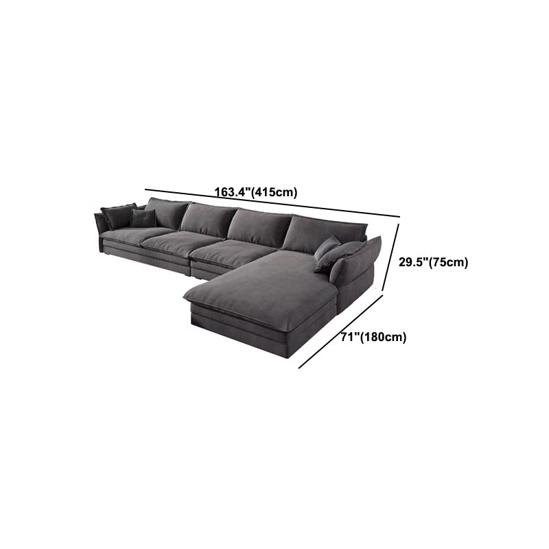 Contemporary Cushions Sofa & Chaise Loose Back Flared Arm Sofa