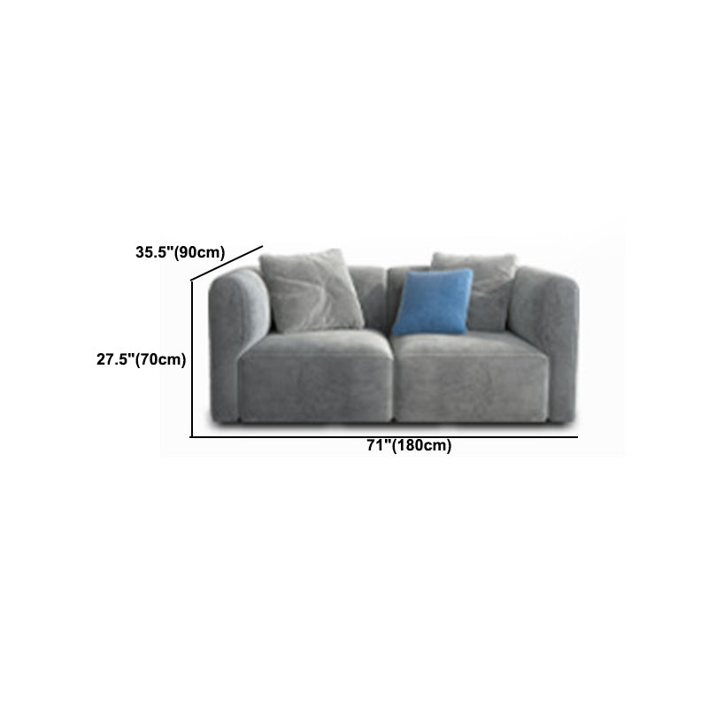 Gray Velvet Sofa with Chaise 68.9 " D Square Arm Sofa with Pillows