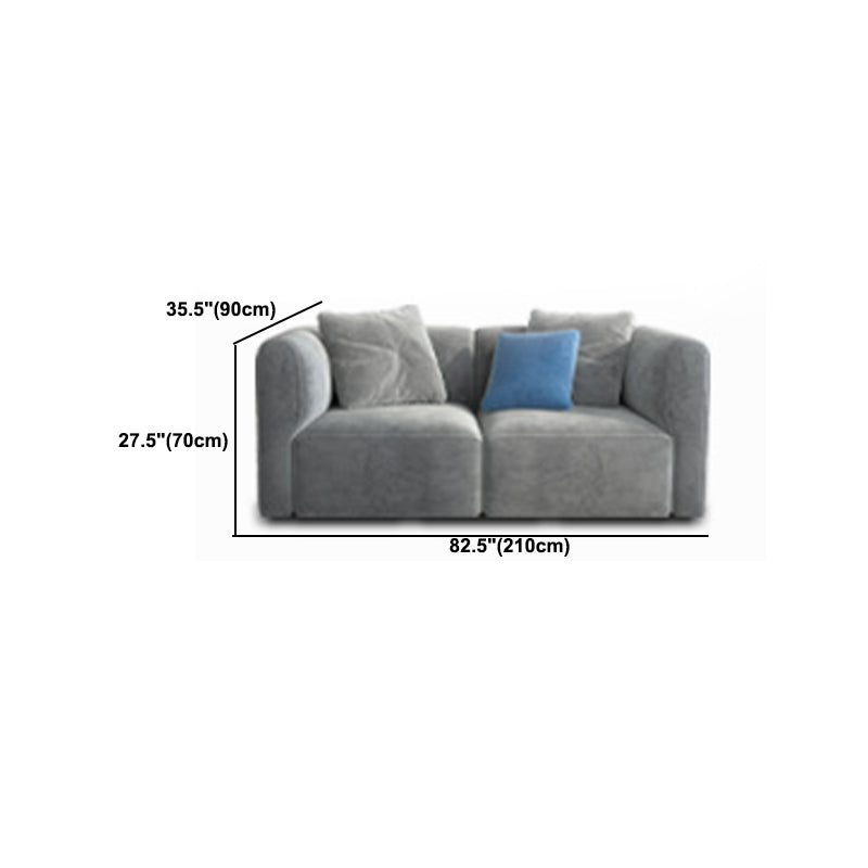 Gray Velvet Sofa with Chaise 68.9 " D Square Arm Sofa with Pillows