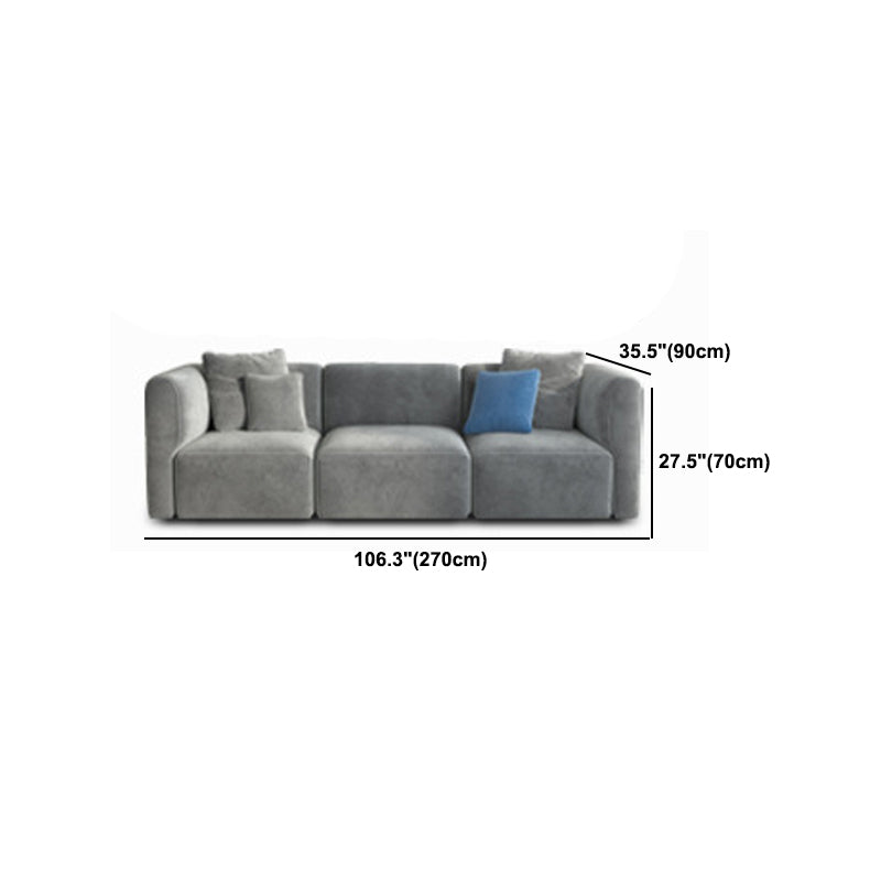 Gray Velvet Sofa with Chaise 68.9 " D Square Arm Sofa with Pillows