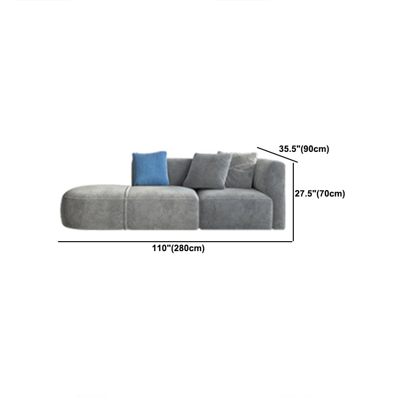 Gray Velvet Sofa with Chaise 68.9 " D Square Arm Sofa with Pillows