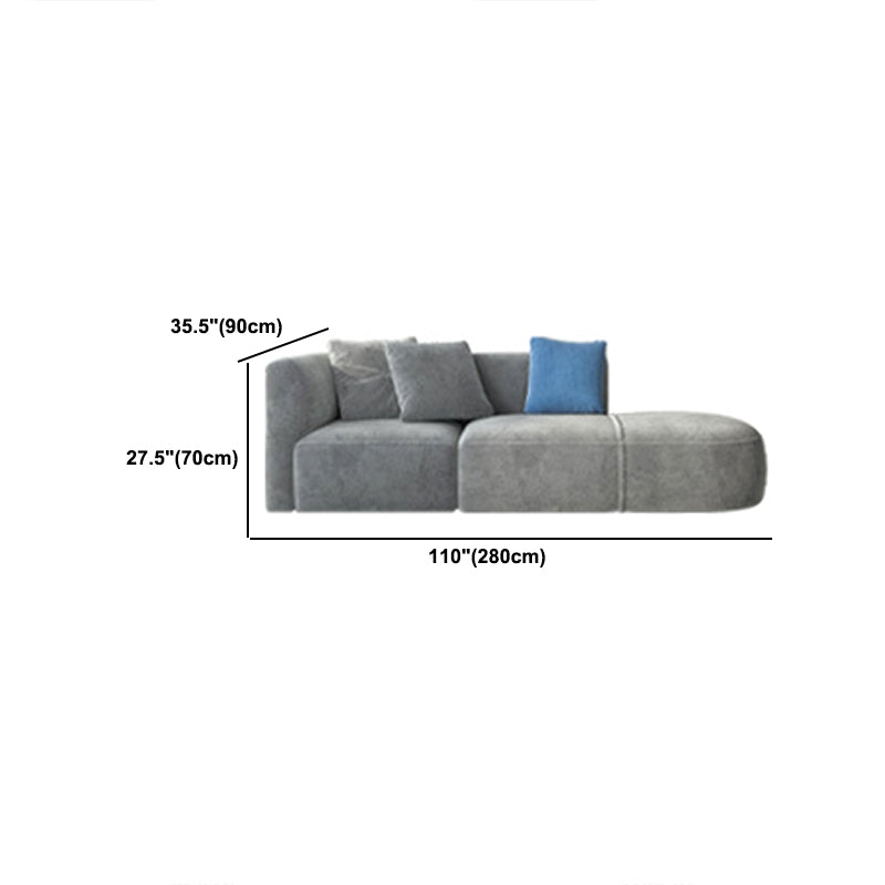Gray Velvet Sofa with Chaise 68.9 " D Square Arm Sofa with Pillows