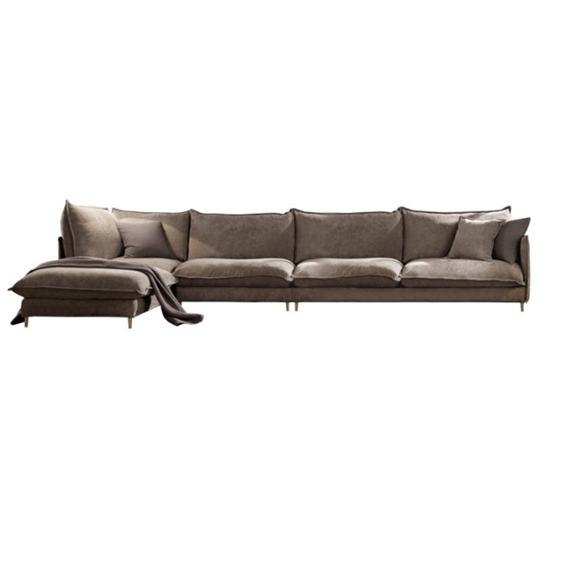 Linen Square Arm Sofa & Chaise with Reversible Modern Cushions Loose Back Sofa