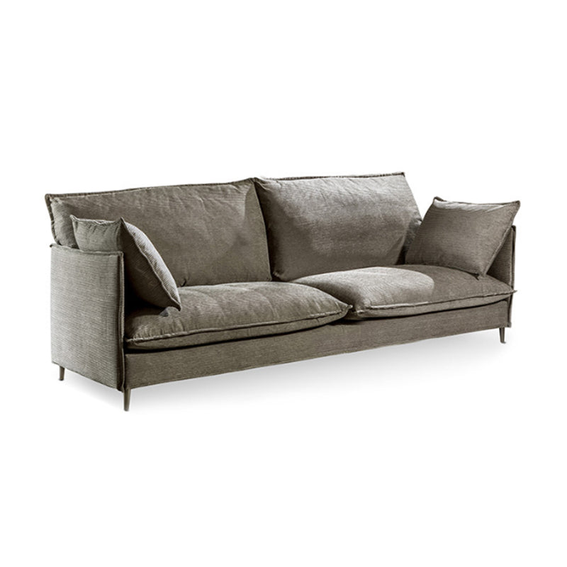 Linen Square Arm Sofa & Chaise with Reversible Modern Cushions Loose Back Sofa