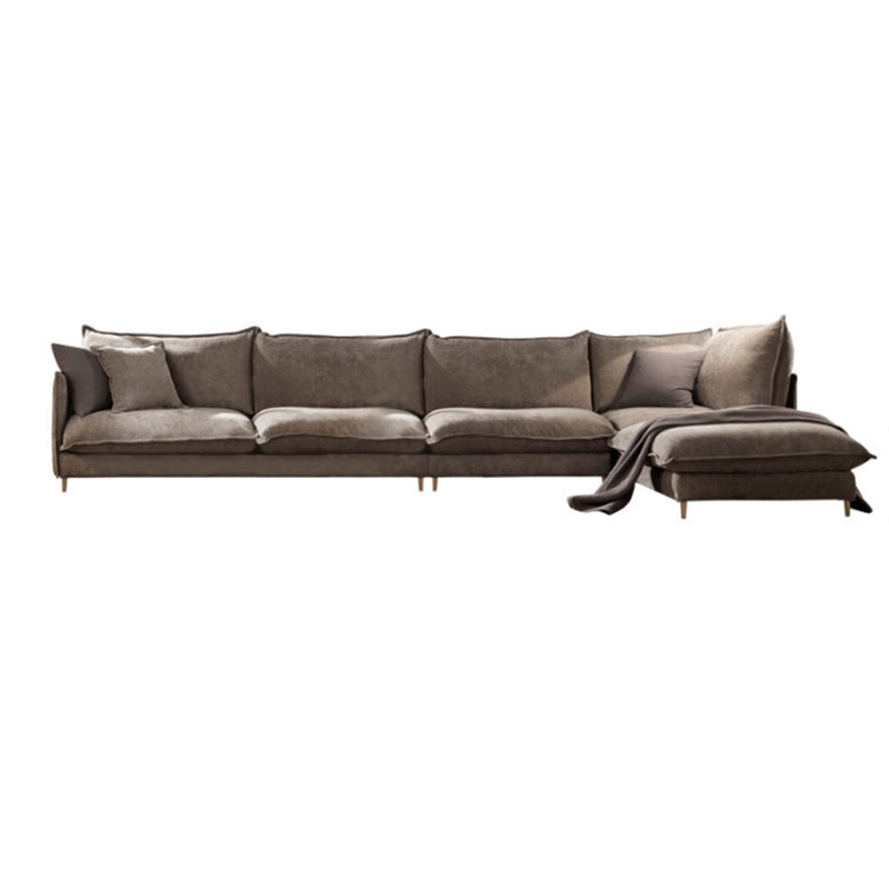 Linen Square Arm Sofa & Chaise with Reversible Modern Cushions Loose Back Sofa