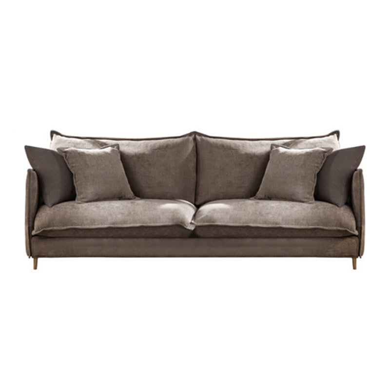 Linen Square Arm Sofa & Chaise with Reversible Modern Cushions Loose Back Sofa