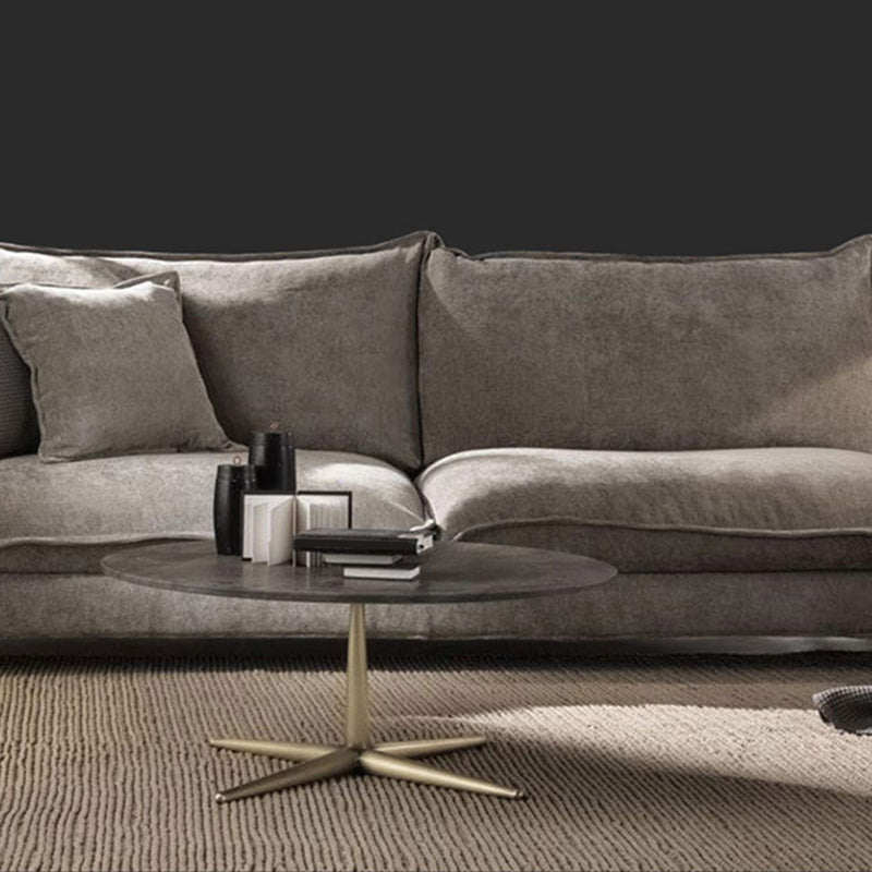 Linen Square Arm Sofa & Chaise with Reversible Modern Cushions Loose Back Sofa