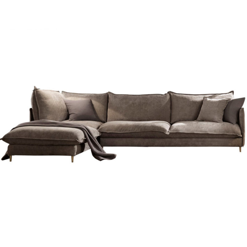 Linen Square Arm Sofa & Chaise with Reversible Modern Cushions Loose Back Sofa