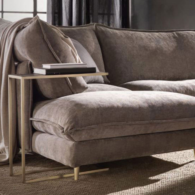 Linen Square Arm Sofa & Chaise with Reversible Modern Cushions Loose Back Sofa