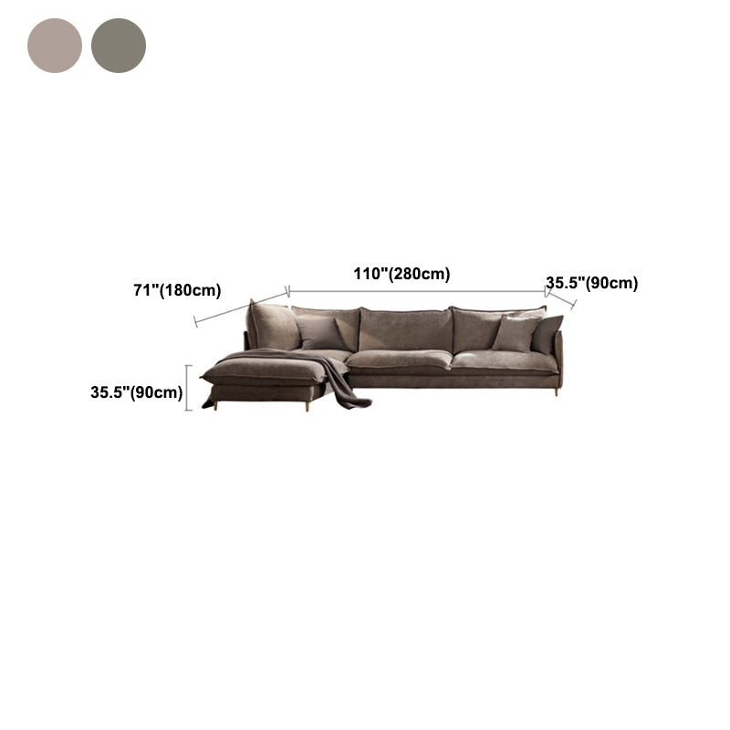 Linen Square Arm Sofa & Chaise with Reversible Modern Cushions Loose Back Sofa