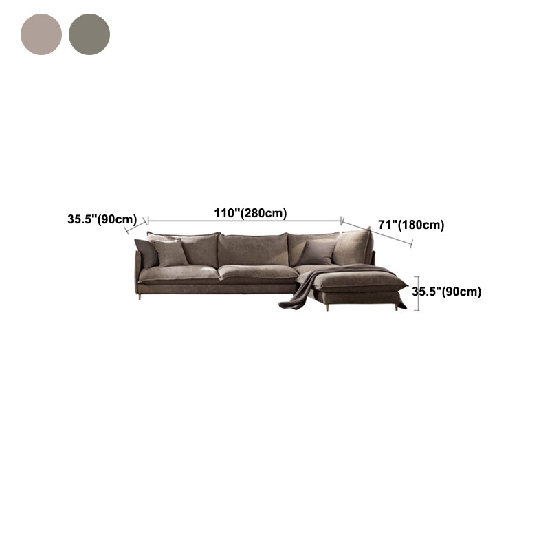 Linen Square Arm Sofa & Chaise with Reversible Modern Cushions Loose Back Sofa