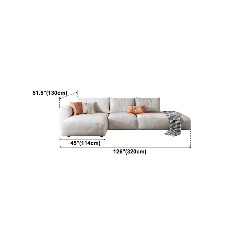 Faux Leather Square Arm Sofa with Chaise Modern Loose Back Sofa in Gray