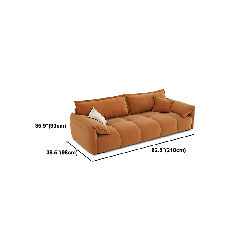 Tufted Loose Back Sofa with Chaise Nordic Pillow Top Arm Sofa in Orange and White