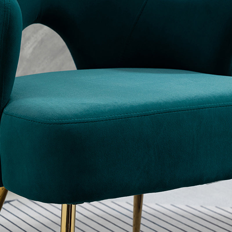 23.62"W x 23.62"D Velvet/Leather Side Chair Brass Four Legs Accent Chair