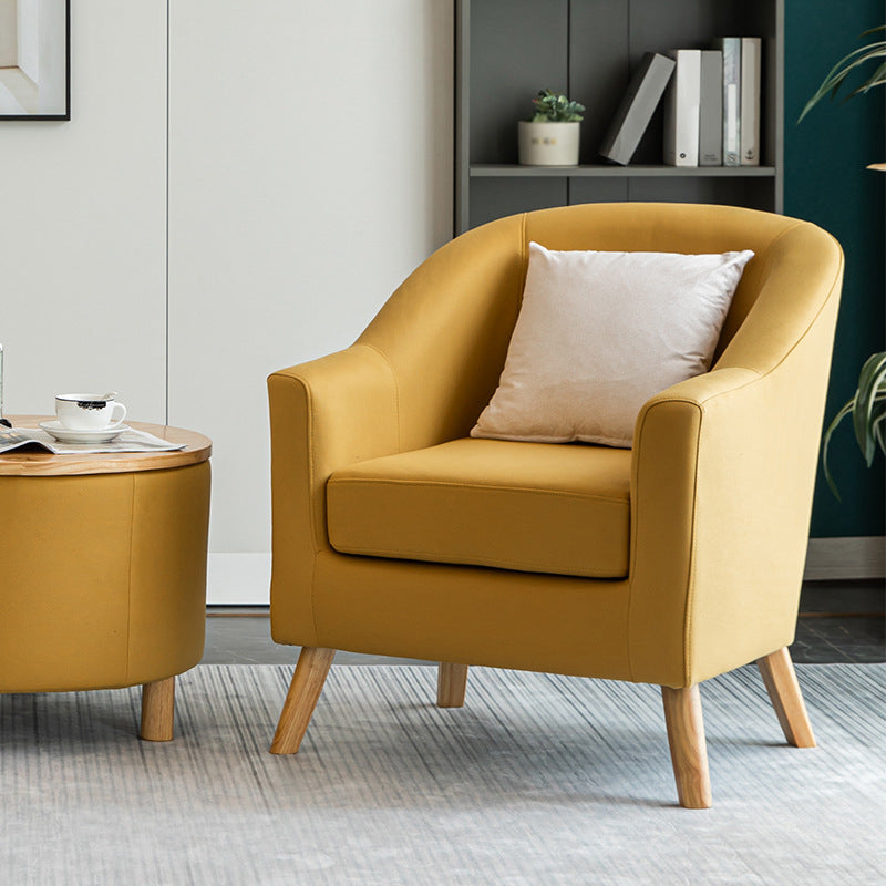 26.77" L x 27.55" W x 32.67" H Bonded Leather Barrel Accent Chair Sloped Arms Barrel Chair