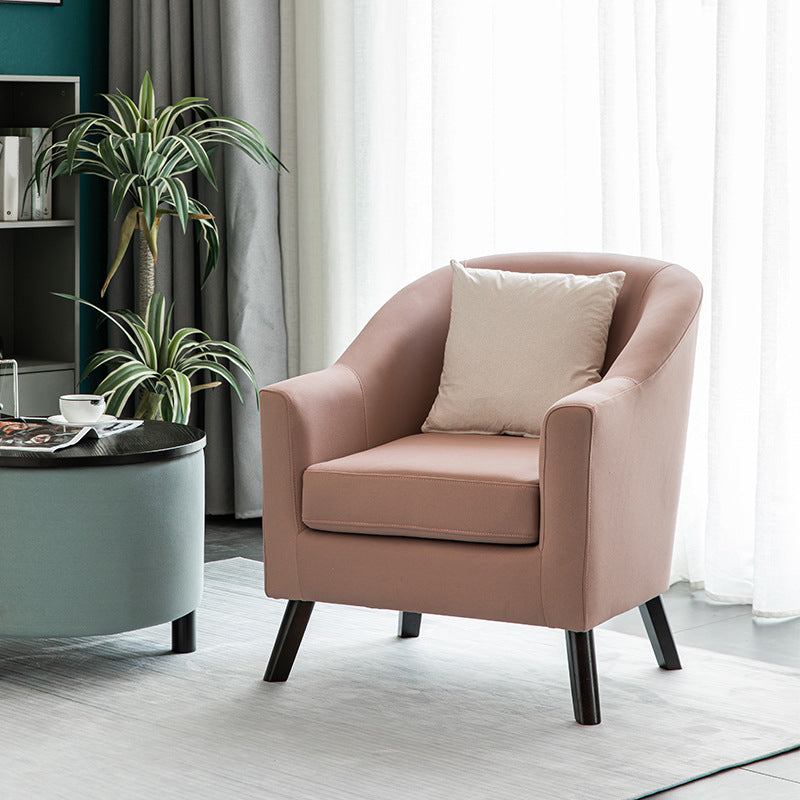 26.77" L x 27.55" W x 32.67" H Bonded Leather Barrel Accent Chair Sloped Arms Barrel Chair