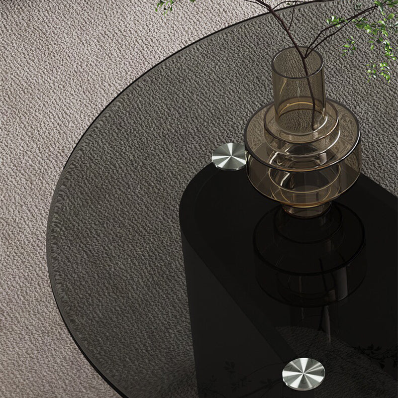 Tempered Glass Top Cocktail Table Round Coffee Table for Living Room