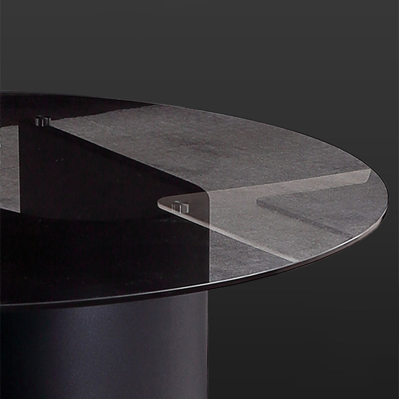 Tempered Glass Top Cocktail Table Round Coffee Table for Living Room