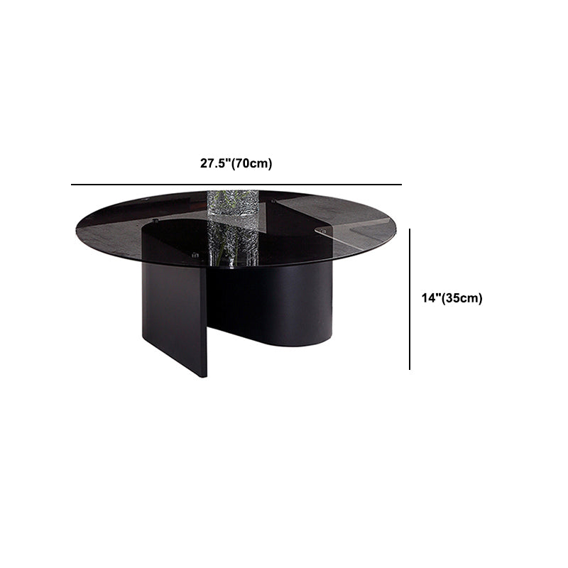 Tempered Glass Top Cocktail Table Round Coffee Table for Living Room