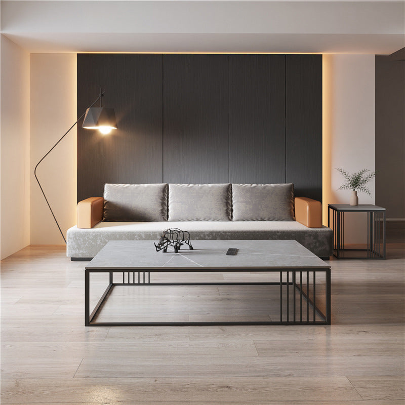 Glam 16.5" H Rectangle/Square Slate Coffee Table Steel Frame Cocktail Table