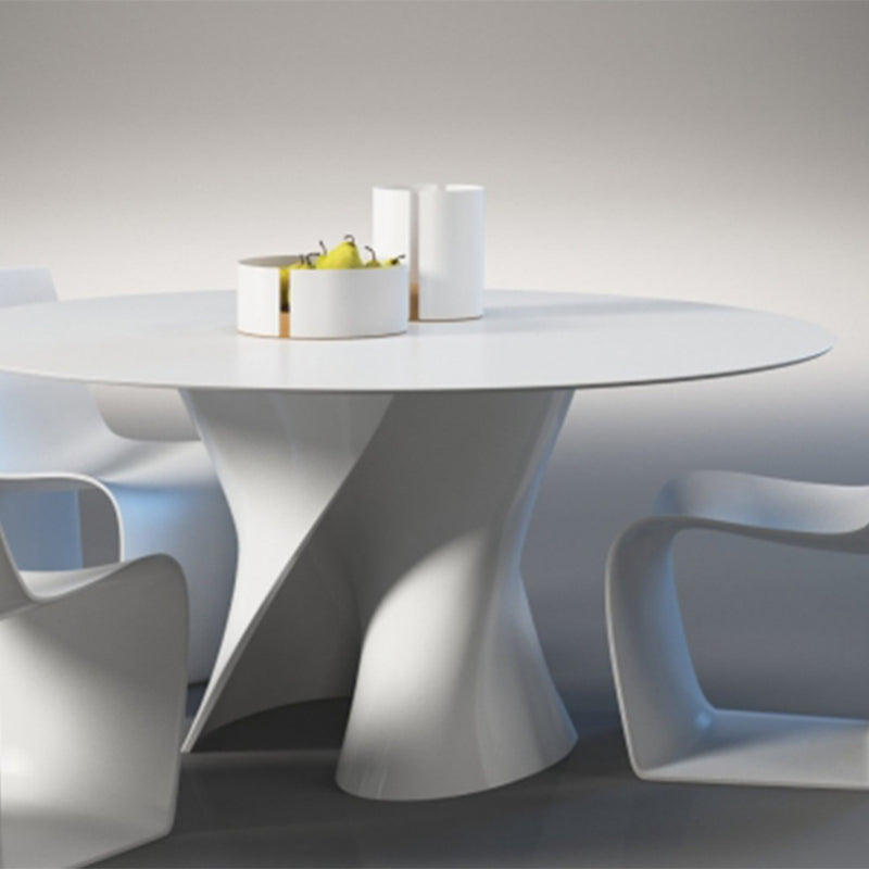 Modern Style Round Wood/Slate Table with Abstract Base Coffee Table