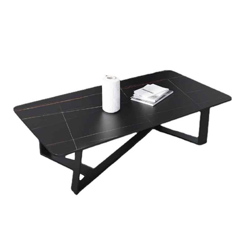 Cross Table Base Design Rectangular Slate Table Glam Style Coffee Table