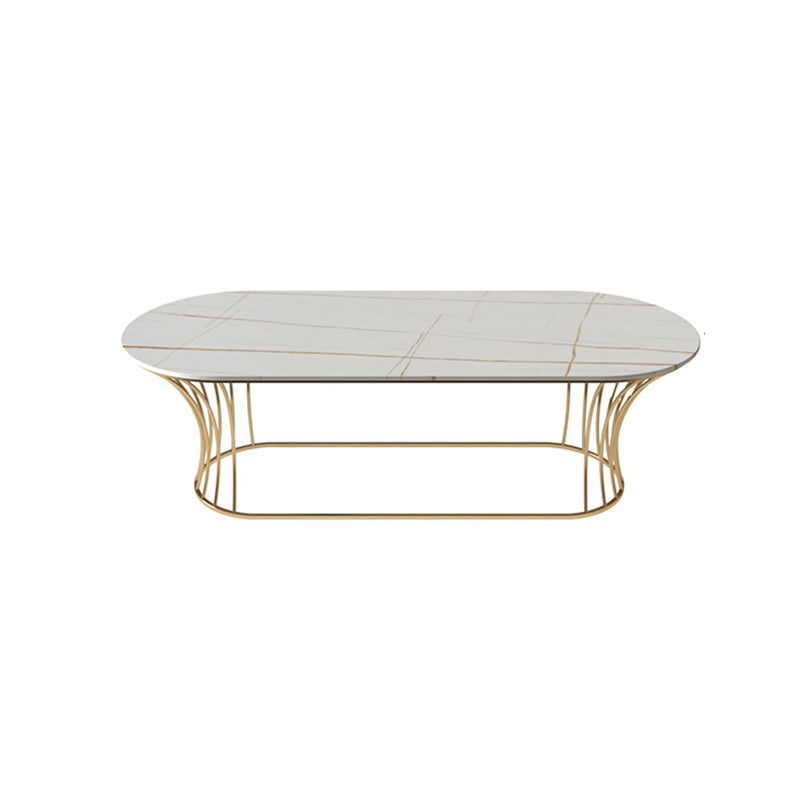 Glam 17.7" H Oval Slate Coffee Table Metal Frame Cocktail Table