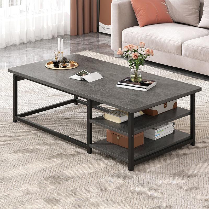 Coffee Table with Rectangular Black/gold Metal Base on 4 Legs Base