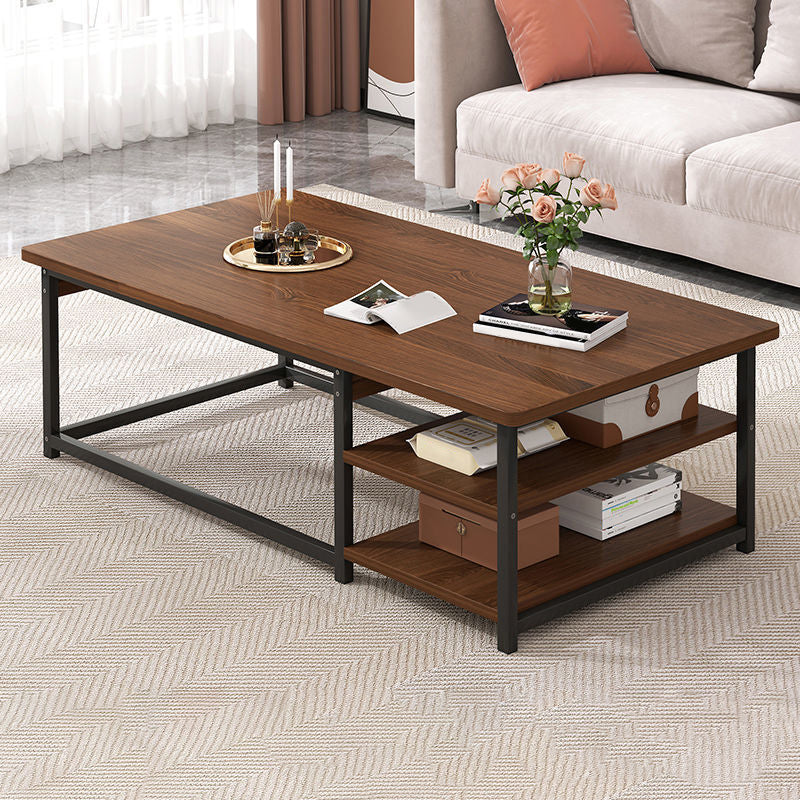 Coffee Table with Rectangular Black/gold Metal Base on 4 Legs Base