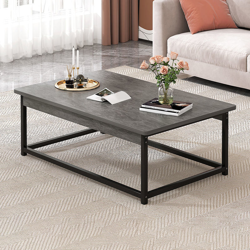 Coffee Table with Rectangular Black/gold Metal Base on 4 Legs Base