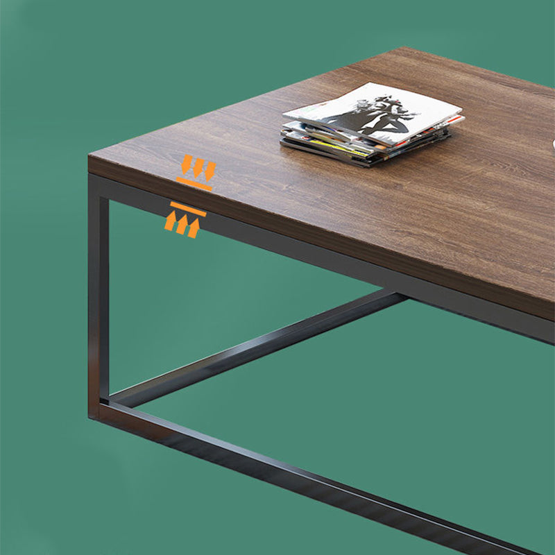 Coffee Table with Rectangular Black/gold Metal Base on 4 Legs Base