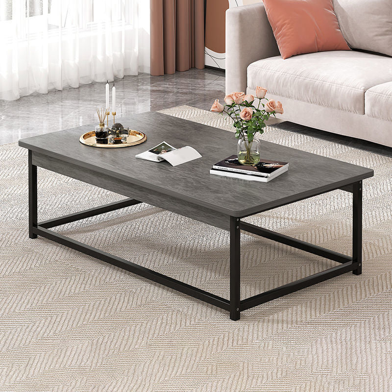 Coffee Table with Rectangular Black/gold Metal Base on 4 Legs Base