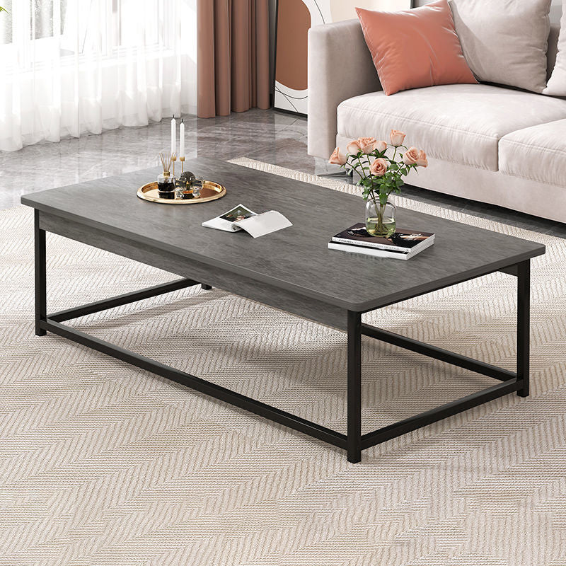 Coffee Table with Rectangular Black/gold Metal Base on 4 Legs Base