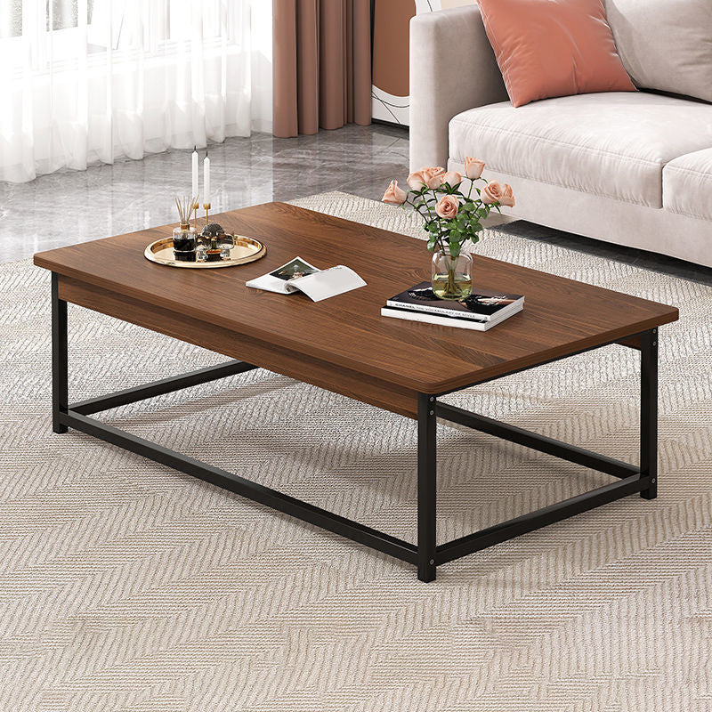 Coffee Table with Rectangular Black/gold Metal Base on 4 Legs Base