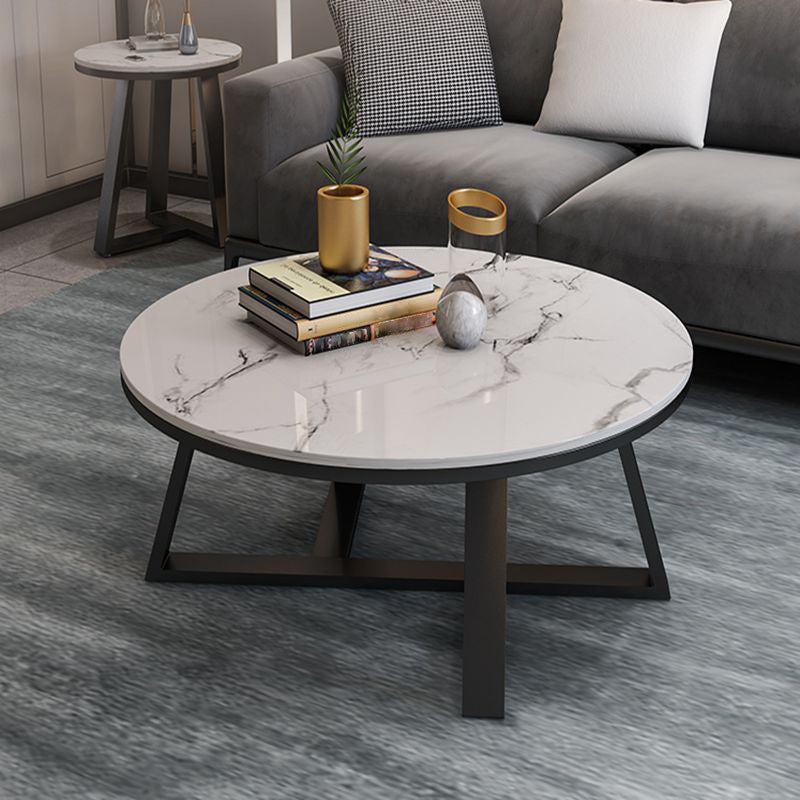 Single Coffee Table Slate Round Coffee Table for Living Room
