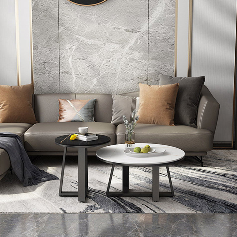 Single Coffee Table Slate Round Coffee Table for Living Room